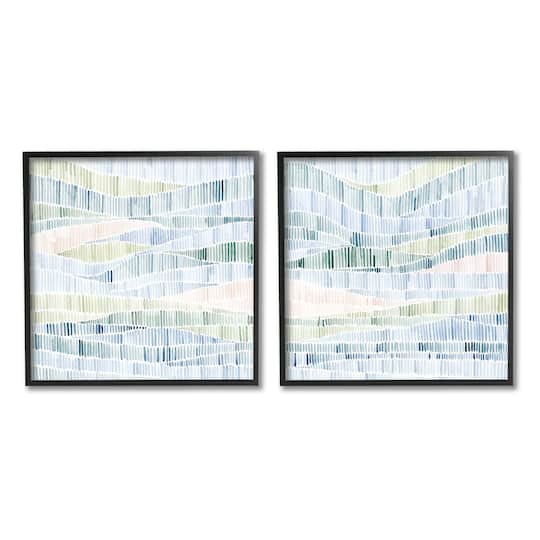 Stupell Industries Modern Abstract Nautical Landscape Wavy Striped Pattern Framed Wall Art